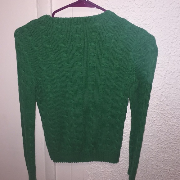 Ralph Lauren green sweater with pink emblem. - Picture 3 of 3